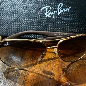 Ray-Ban Gold Brown Aviator Sunglasses